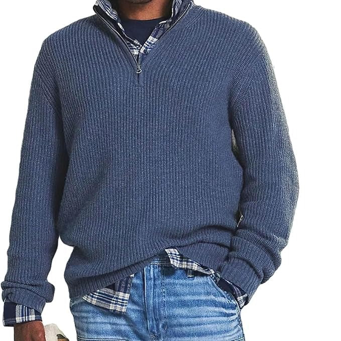 French - Herren Kaschmir Business Casual Pullover mit Reissverschluss