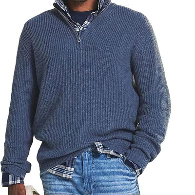 French - Herren Kaschmir Business Casual Pullover mit Reissverschluss