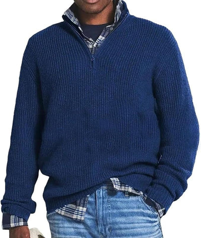 French - Herren Kaschmir Business Casual Pullover mit Reissverschluss