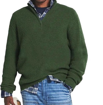 French - Herren Kaschmir Business Casual Pullover mit Reissverschluss