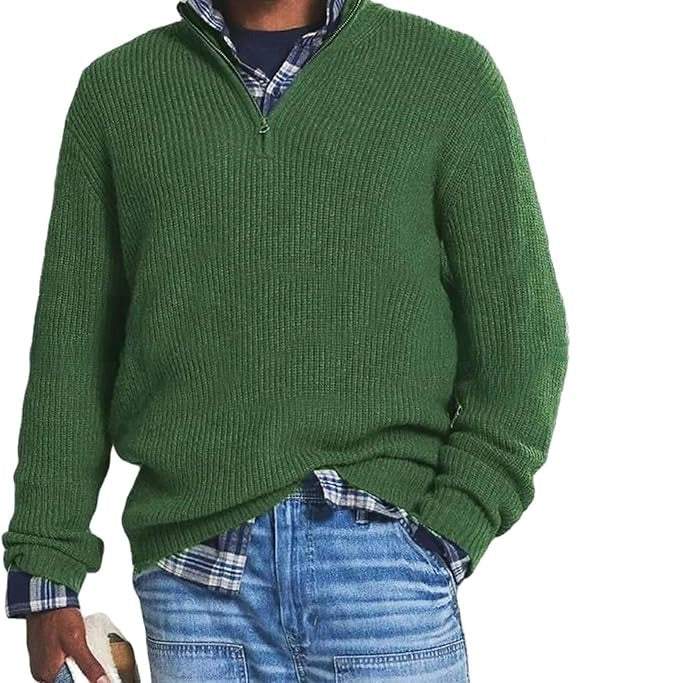 French - Herren Kaschmir Business Casual Pullover mit Reissverschluss