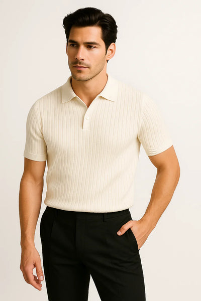 Geripptes Herren Poloshirt