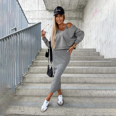 BESSIE - Stylisches Kleid und Sweatshirt-Set für einen modischen Look