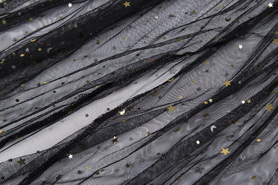 Heidi-Mode | Stern Schwarz Netz Transparent Ärmelloses Maxi Kleid