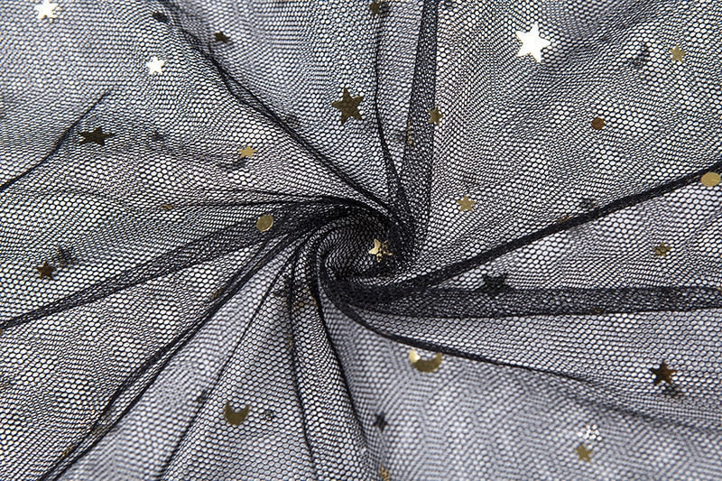 Heidi-Mode | Stern Schwarz Netz Transparent Ärmelloses Maxi Kleid