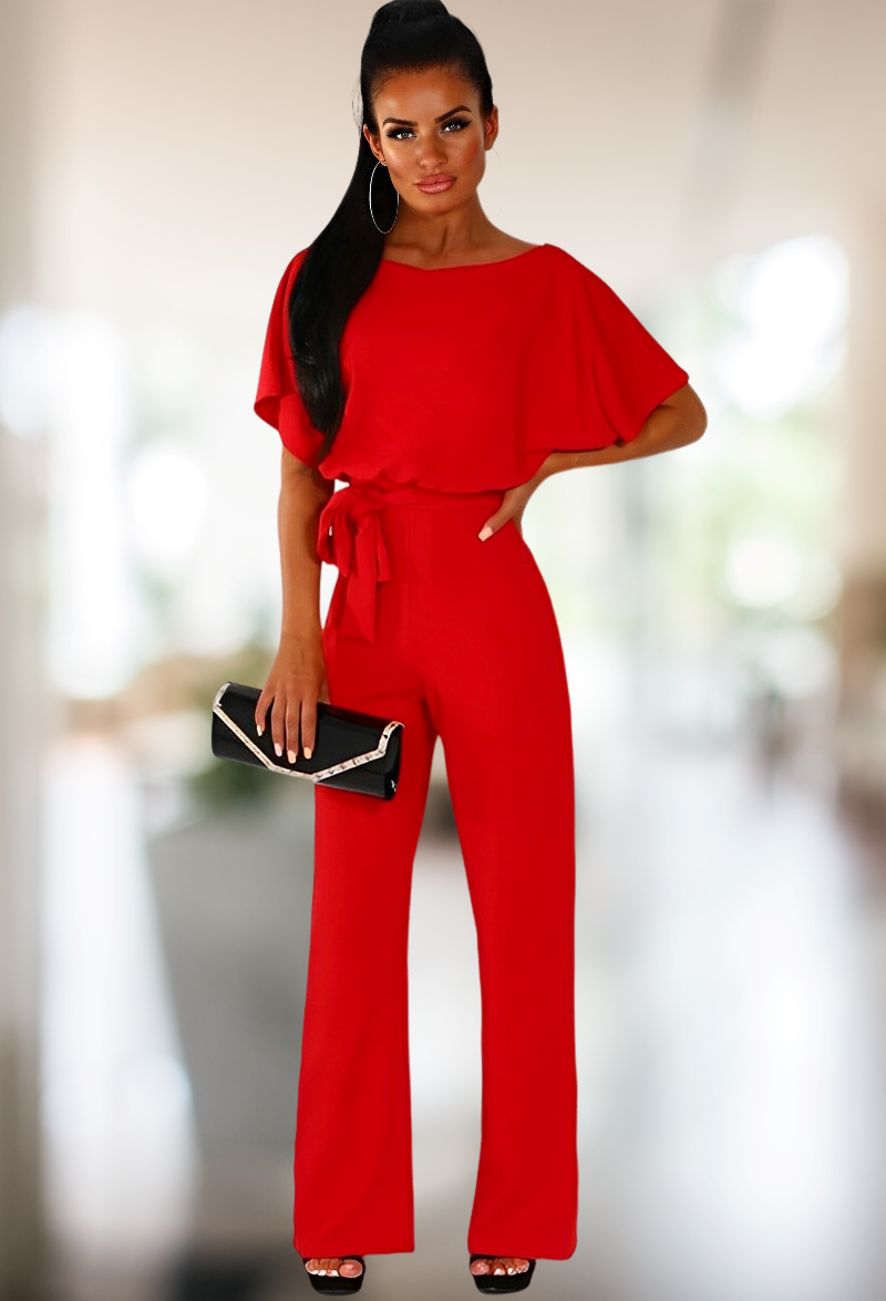 Faye - Eleganter Jumpsuit mit Ärmeln mit Gürtel