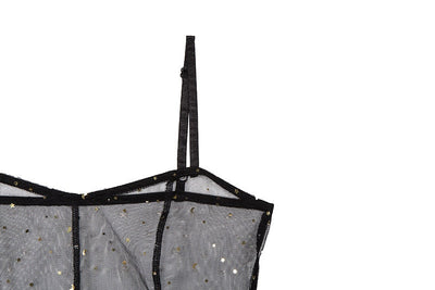 Heidi-Mode | Stern Schwarz Netz Transparent Ärmelloses Maxi Kleid