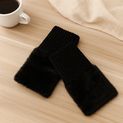 Heike | Fingerlose Plüsch-Strickhandschuhe