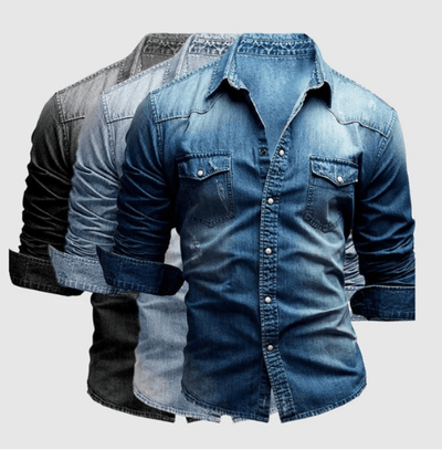 Herren Denim Hemd Casual Stil aus Weichem Stoff mit Langen Ärmeln