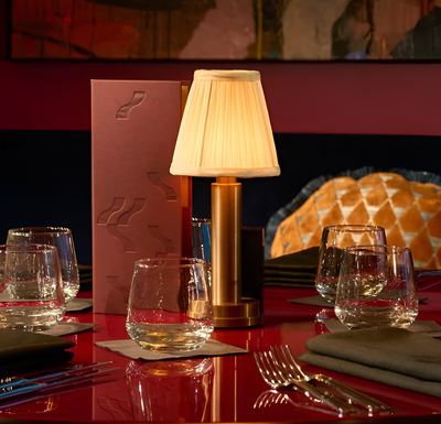 Vintage Flare - Aluminium Tischlampe Dimmbarer Stoff Bar Tisch Lampenschirm