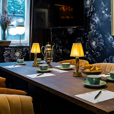 Vintage Flare - Aluminium Tischlampe Dimmbarer Stoff Bar Tisch Lampenschirm