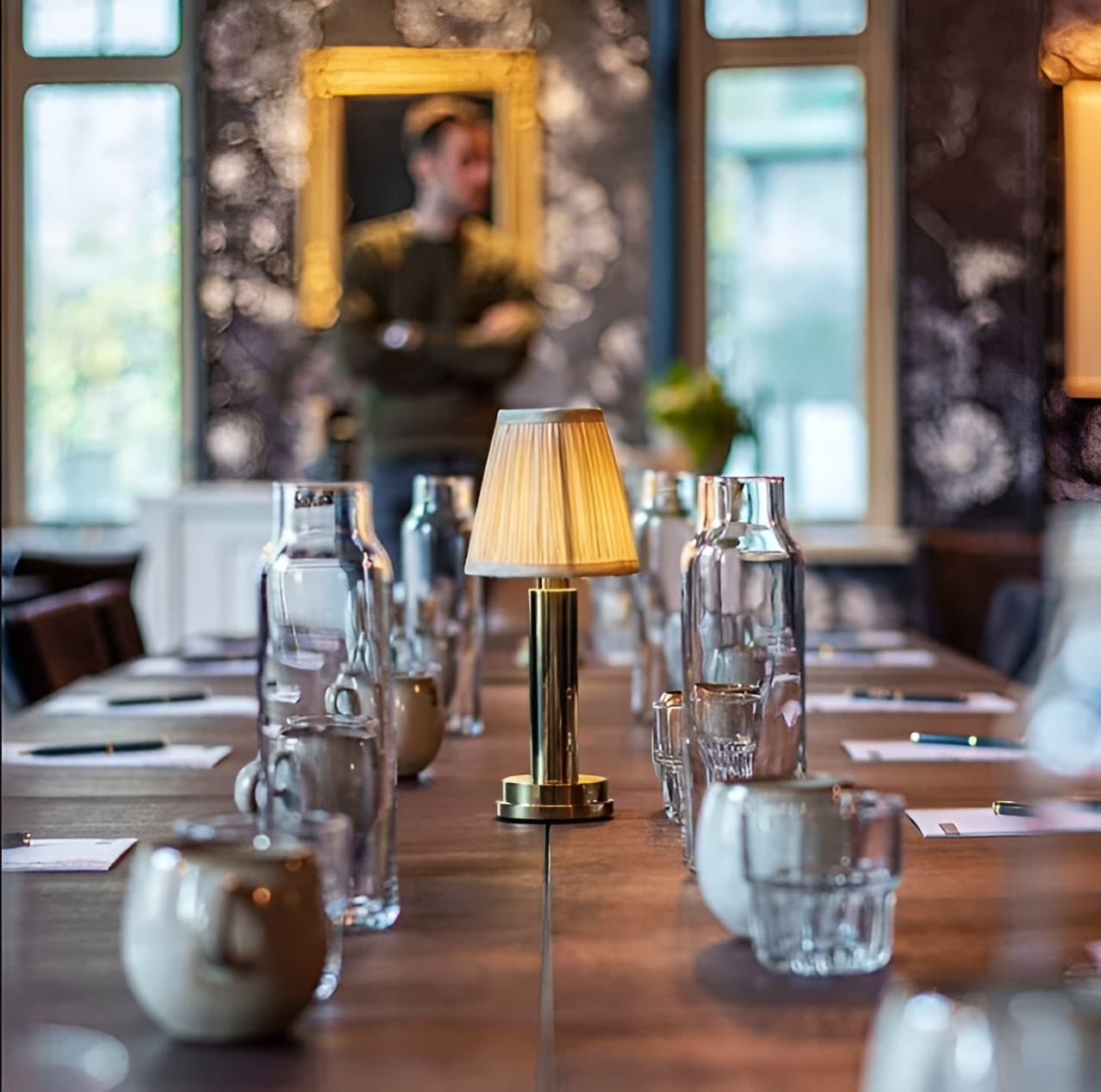 Vintage Flare - Aluminium Tischlampe Dimmbarer Stoff Bar Tisch Lampenschirm