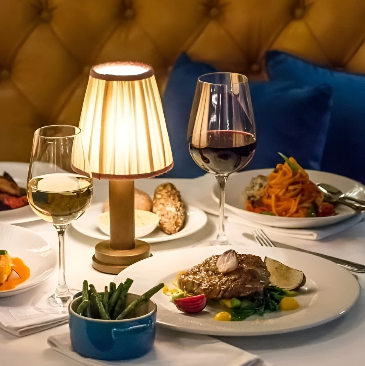 Vintage Flare - Aluminium Tischlampe Dimmbarer Stoff Bar Tisch Lampenschirm