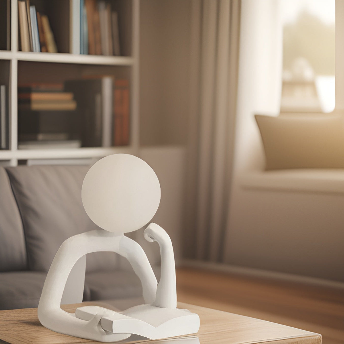 Thinker Moon - Ästhetisches Mond Denk Skulptur Nachtlicht