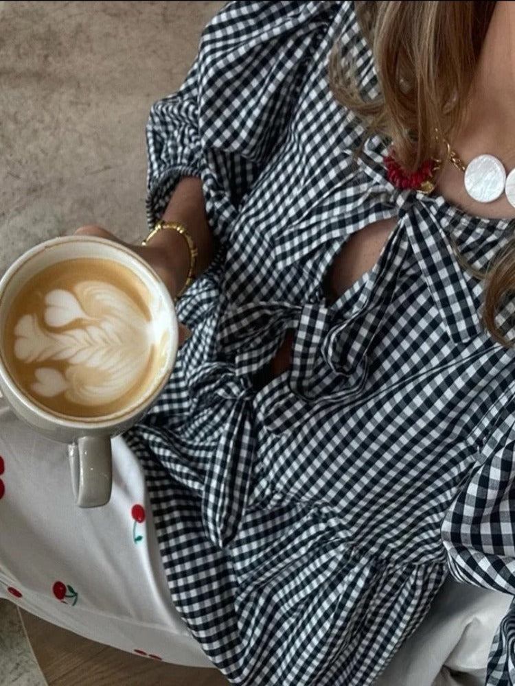 Damen Sommer-Top mit Puffärmeln – Gestreift, Leicht & Trendy