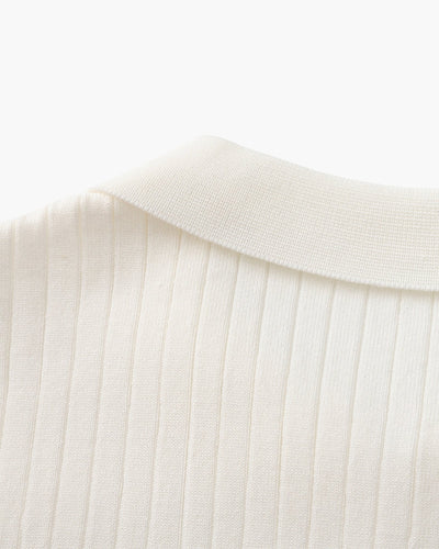 Christian | Herren Kurzarm Fein Rippenstrick Polo-Shirt