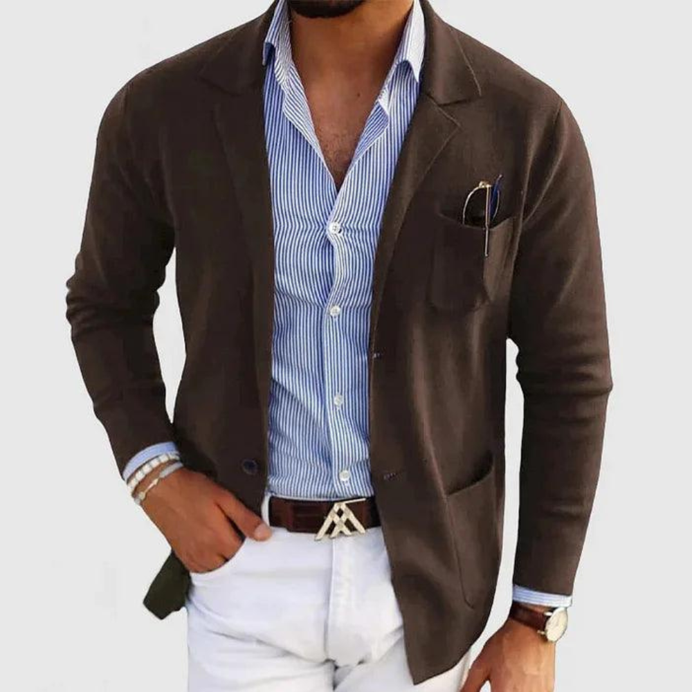 Herren Strickjacke mit Reverskragen | Leichte Freizeitjacke mit Knöpfen