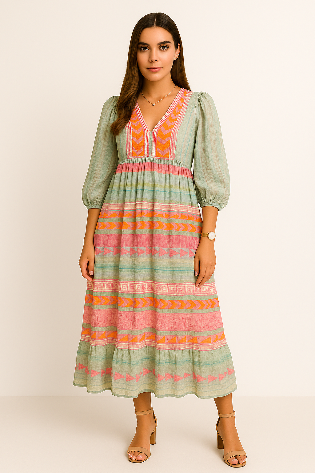 Lockeres Kleid im Ethnostil