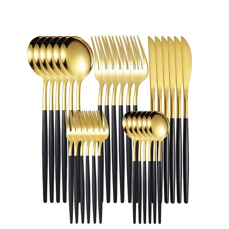 Lunarex | 30-teiliges goldenes Edelstahl-Besteckset