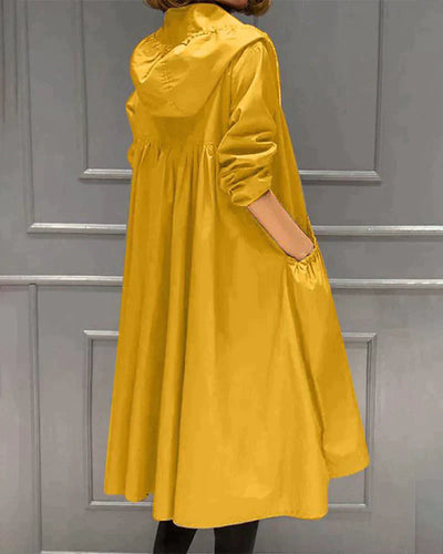 Heidi-Mode | Eleganter Langer Regenmantel mit Kapuze