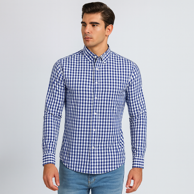 Trachtenhemd Herren – Rot-Weiß Kariertes Hemd mit Kontrastkragen & Knopfleiste fürs Oktoberfest