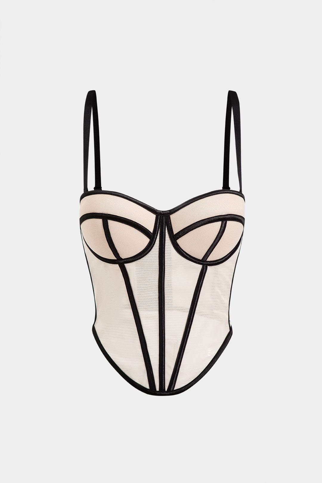 Cecilia | Elegantes Mesh-Korsett-Top mit Kontrastpaspeln