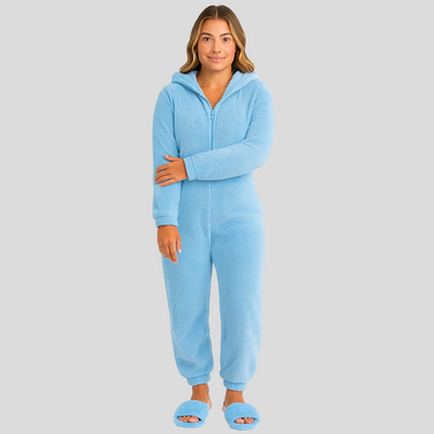 Mirella | Flauschiger Kapuzen-Schlafanzug mit Reißverschluss