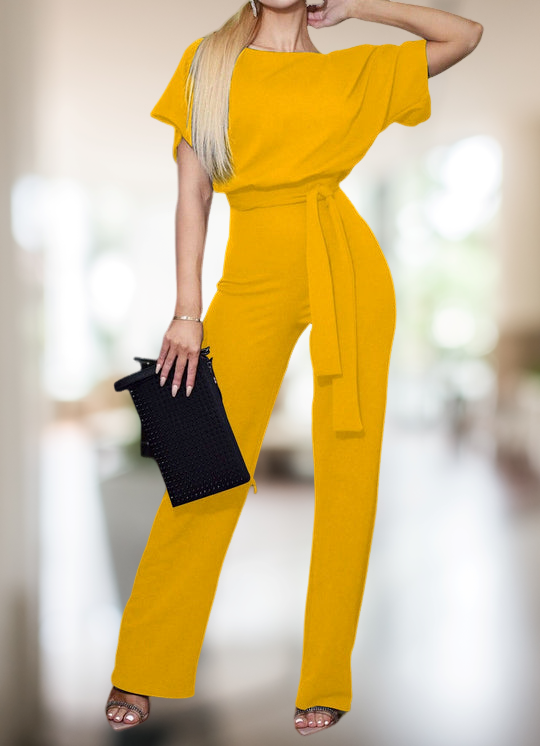 Faye - Eleganter Jumpsuit mit Ärmeln mit Gürtel