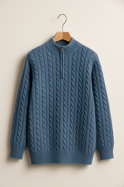 Noah Zopfstrickpullover mit Reißverschluss