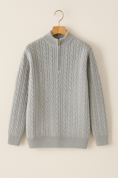 Noah Zopfstrickpullover mit Reißverschluss