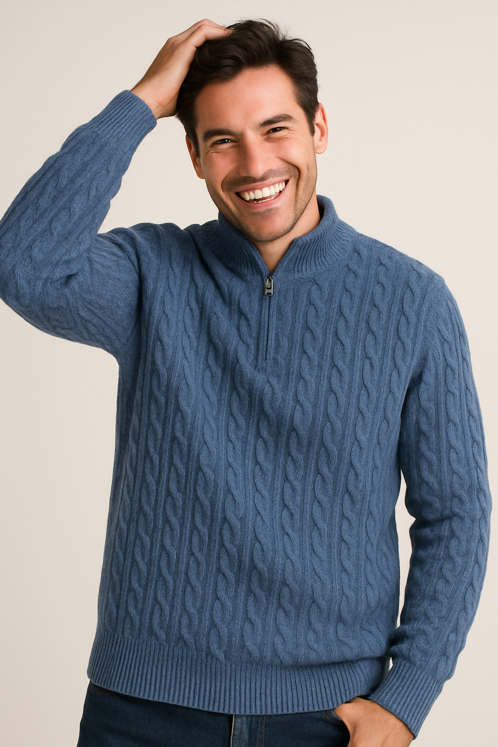 Noah Zopfstrickpullover mit Reißverschluss