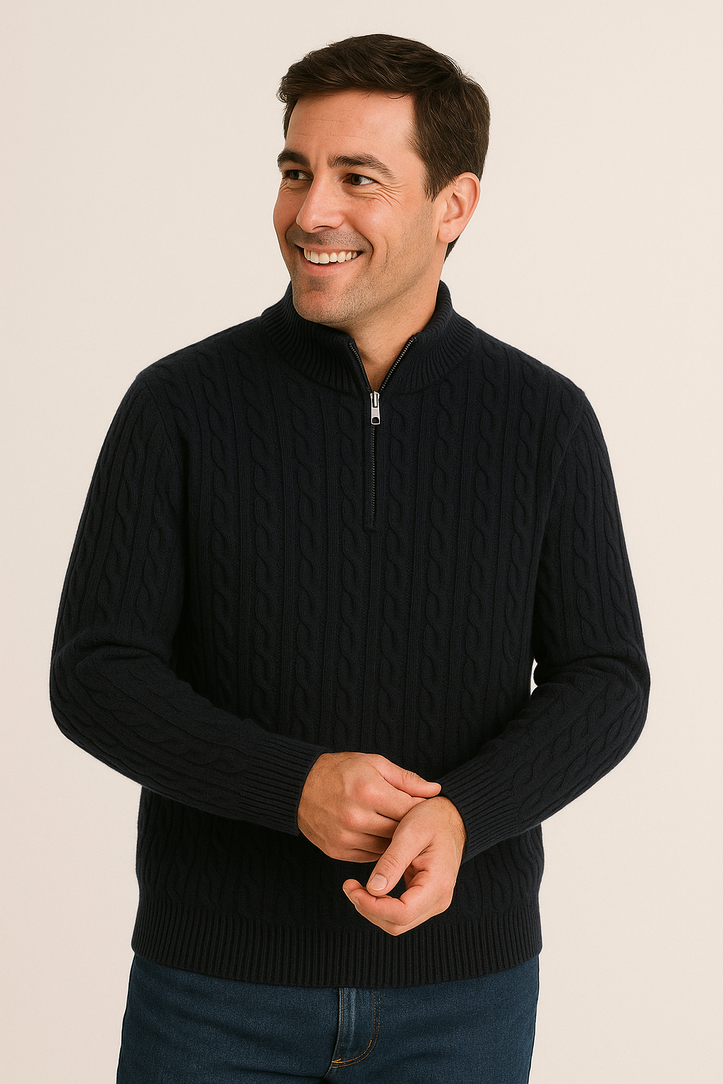 Noah Zopfstrickpullover mit Reißverschluss