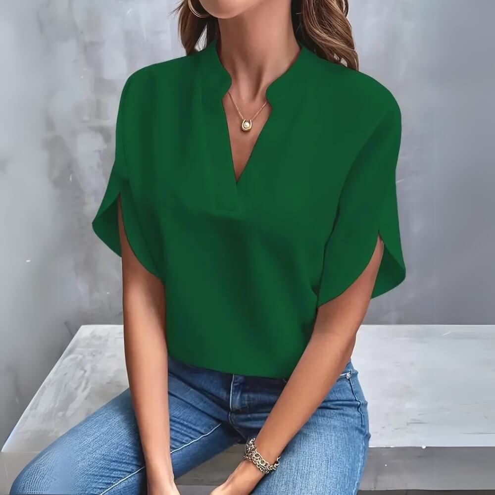Noemi™ - Elegante und Schlichte Bluse mit V-Ausschnitt