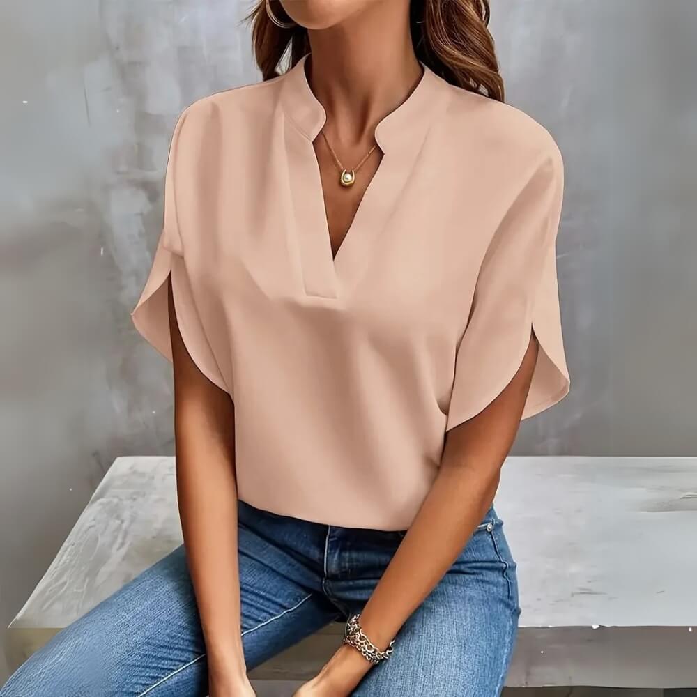 Noemi™ - Elegante und Schlichte Bluse mit V-Ausschnitt