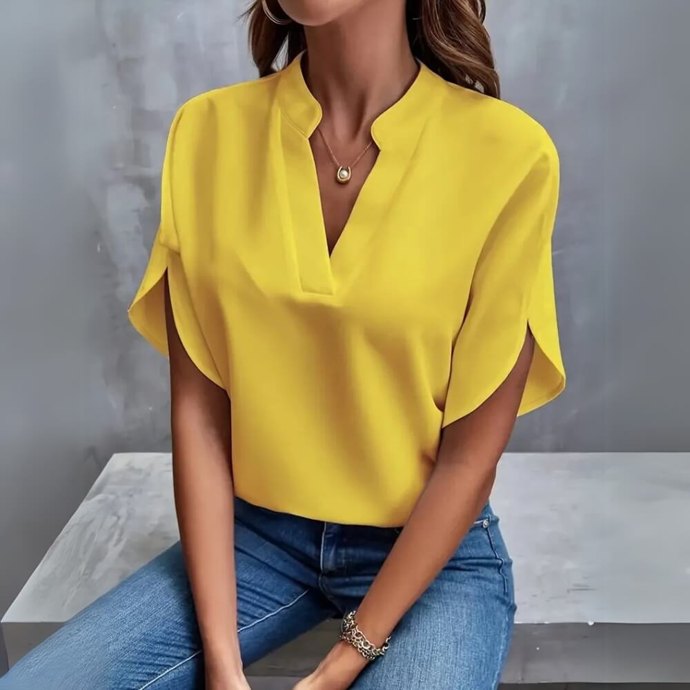 Noemi™ - Elegante und Schlichte Bluse mit V-Ausschnitt