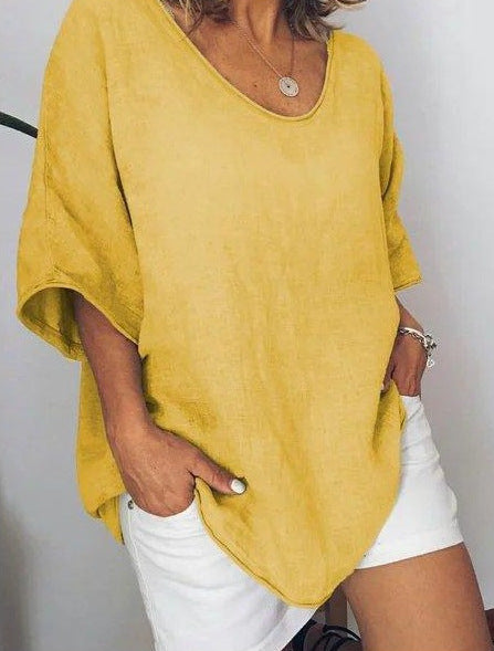 Oversize V-Ausschnitt Bluse