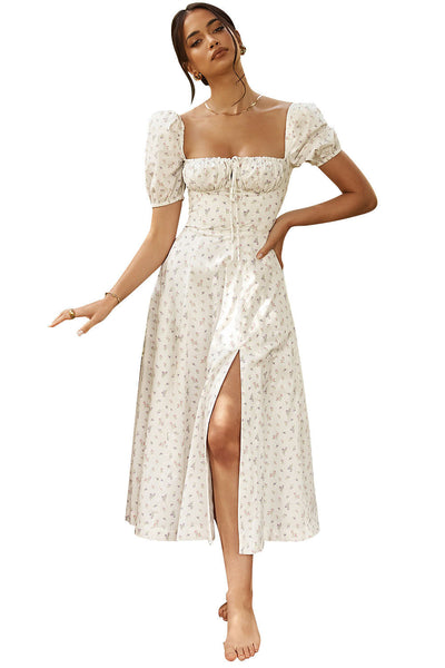 Daniela Midikleid mit quadratischem Halsausschnitt