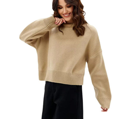 Damen lässiger Strickpullover mit komfortablem Schnitt und feiner Textur Heidi-Mode