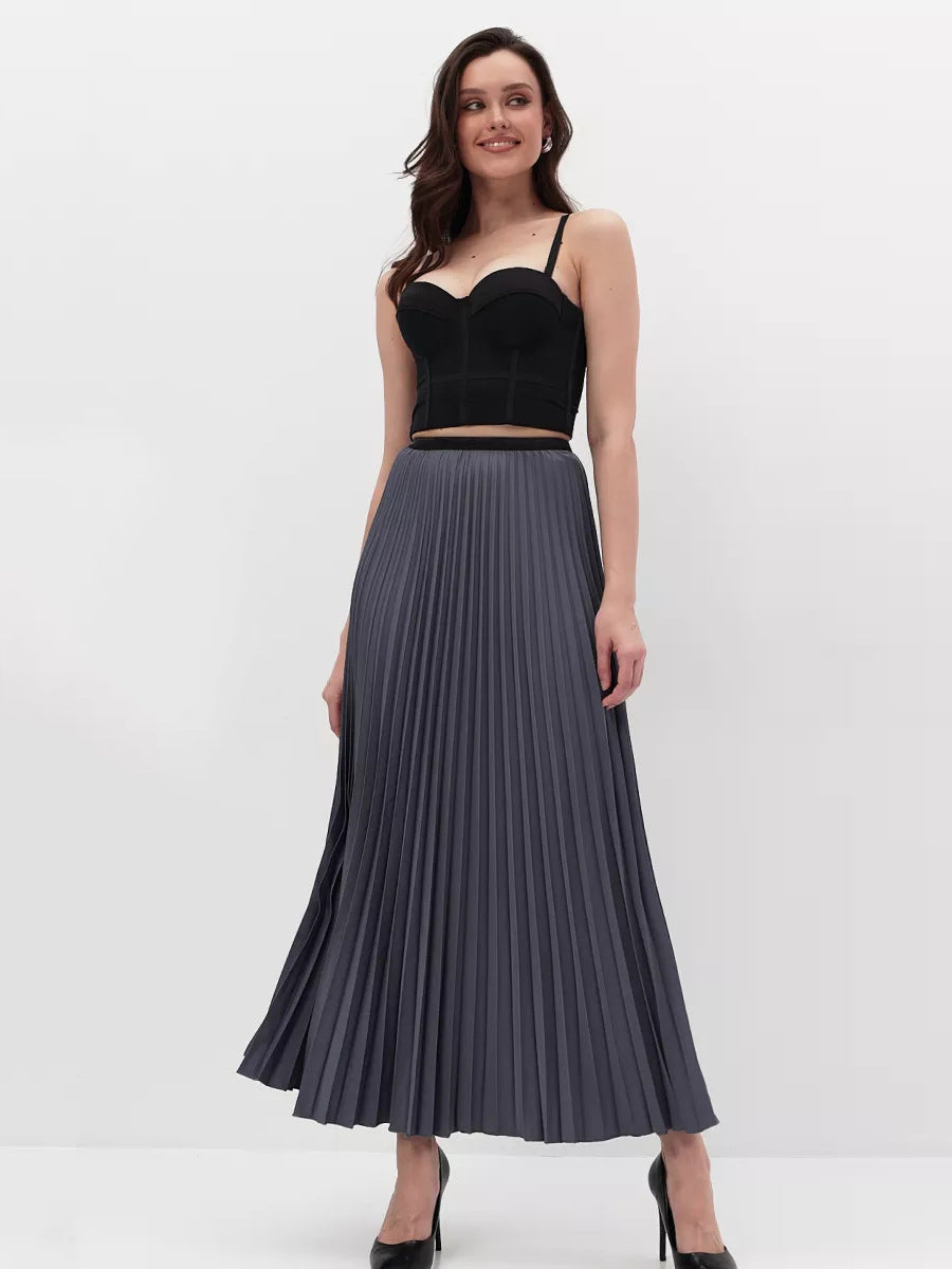 Damen Plissierter Maxirock mit elegantem Bund und fließendem Fall Heidi-Mode