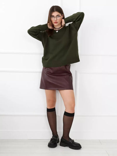 Damen lässiger Strickpullover mit komfortablem Schnitt und feiner Textur Heidi-Mode