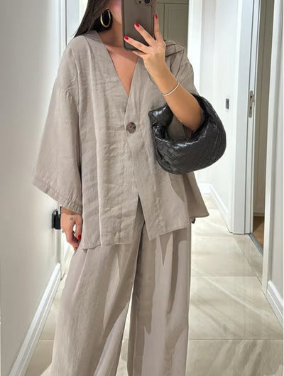 Damen Leichte und luftige Loungewear Kombination mit weitem Schnitt Heidi-Mode