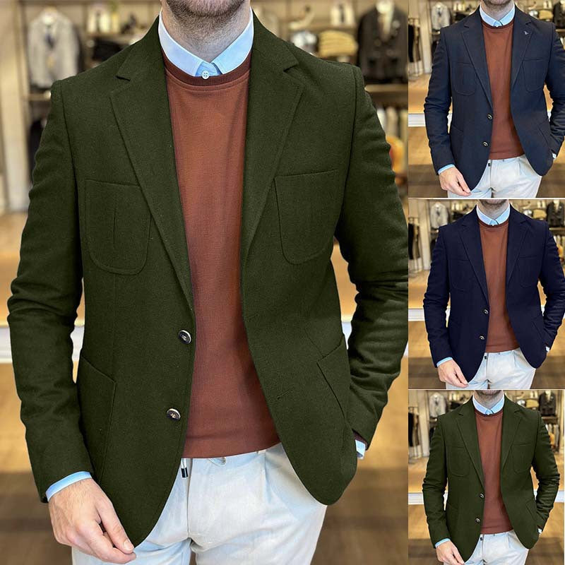 Herren Eleganter Wildlederblazer mit doppelter Knopfleiste und praktischen Taschen Aliams