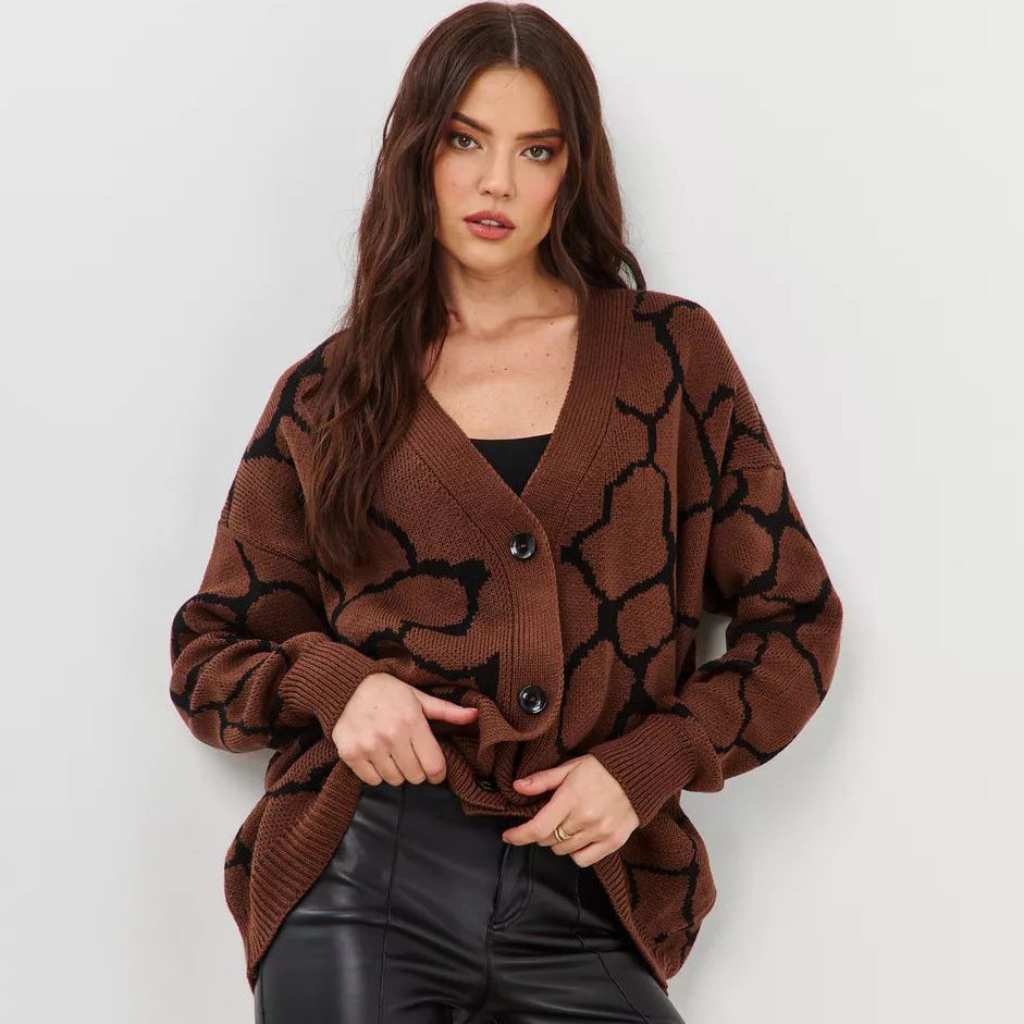 Damen Strickjacke mit grafischem Muster und eleganter Silhouette Heidi-Mode