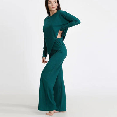 Damen lässiges Strick-Set mit Zopfstruktur und weitem Schnitt Heidi-Mode