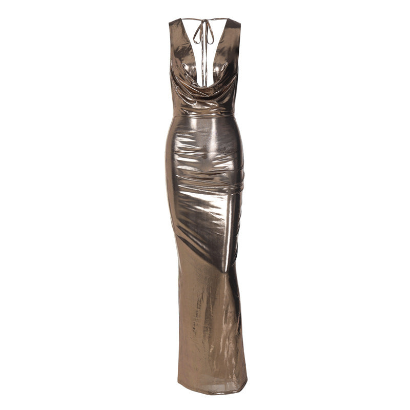 Damen Abendkleid mit raffiniertem Wickeldesign und elegantem V-Ausschnitt Heidi-Mode