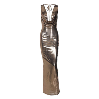 Damen Abendkleid mit raffiniertem Wickeldesign und elegantem V-Ausschnitt Heidi-Mode