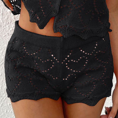 Damen luftige Häkelshorts mit eleganter Lochmusterstruktur Heidi-Mode