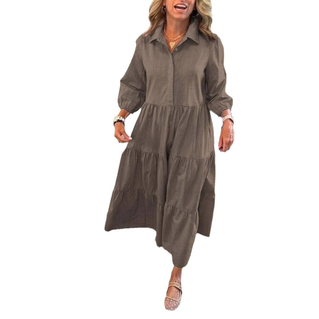 Damen Hemdblusenkleid mit Volant-Design und praktischen Taschen Heidi-Mode