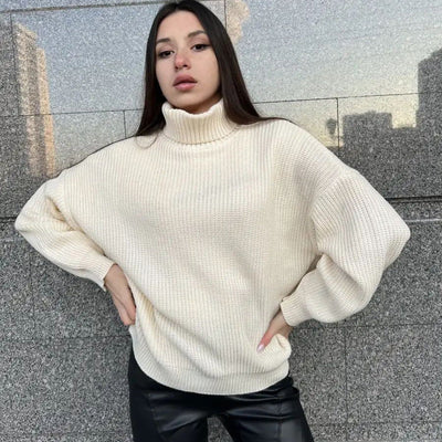 Damen kuscheliger Strickpullover mit weitem Schnitt und modernem Design Heidi-Mode