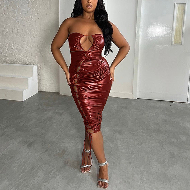 Damen figurbetontes Abendkleid mit aufregenden Cut-Outs und raffiniertem Drapierungseffekt Heidi-Mode